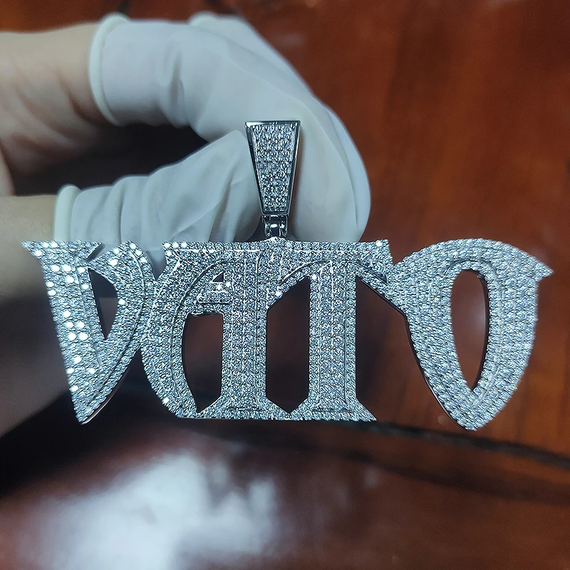 Hip Hop Jewelry Cuban Chain Diamond Custom Name Pendant Necklace Letters Pendant Diamond Personalized Chain