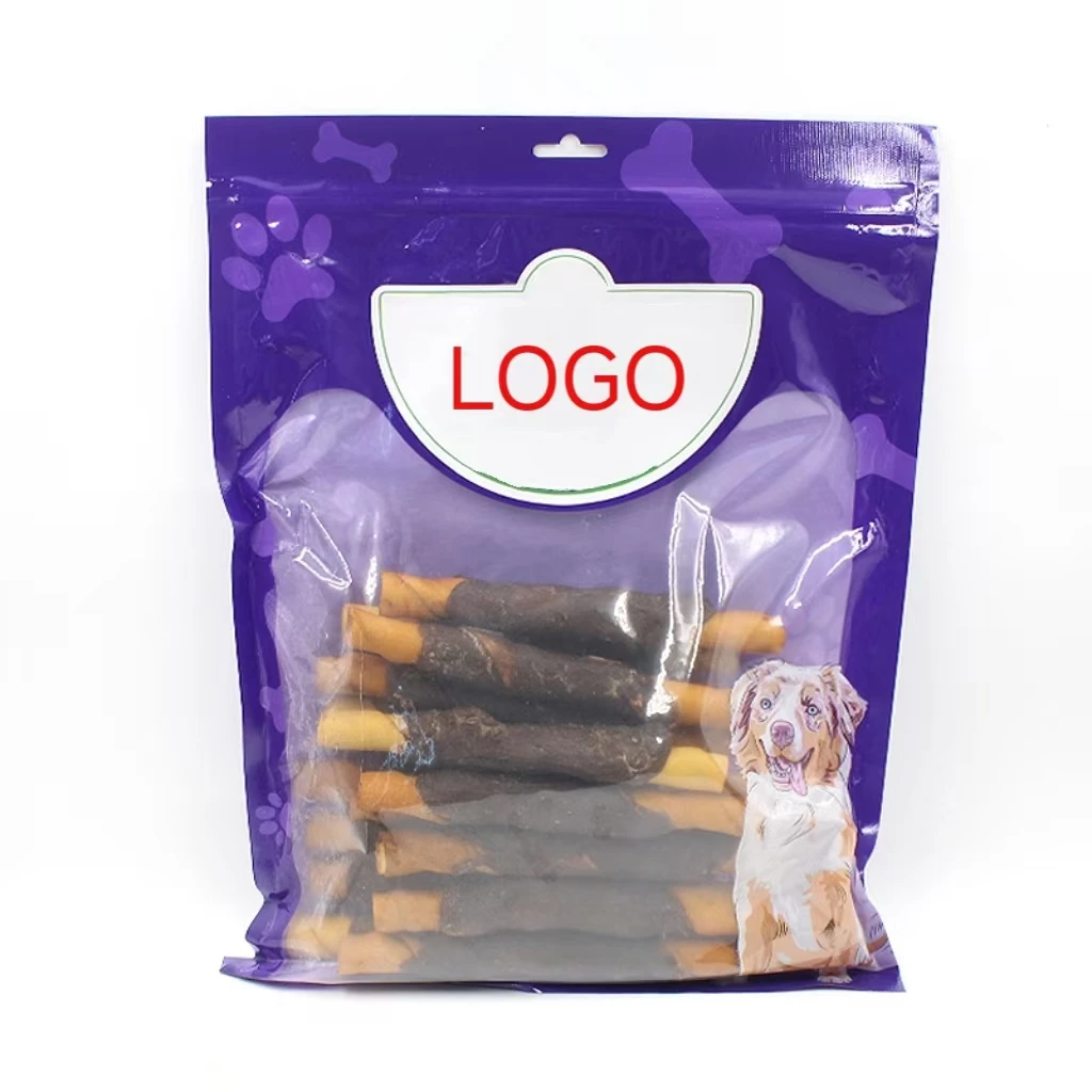 Custom Logo Natural Dog Food Pet Treats Chicken Duck Smoked Swollen Rawhide Dog Dental Chews Dry Pet Snack Training Treats