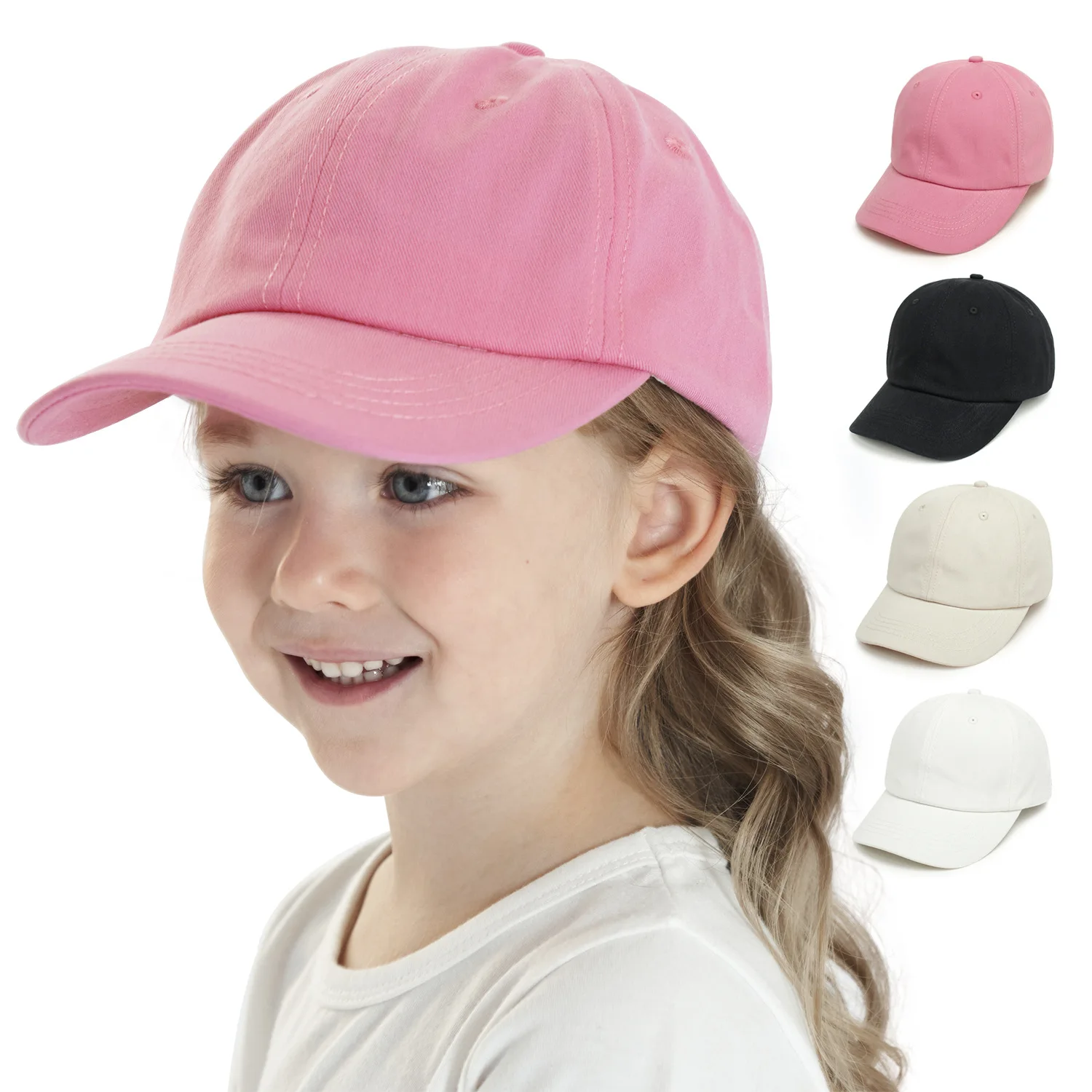 O267 Fashion Baby Cap Sun Protection Adjustable Travel Children Hats Snapback Solid Color Kids Baseball Cap