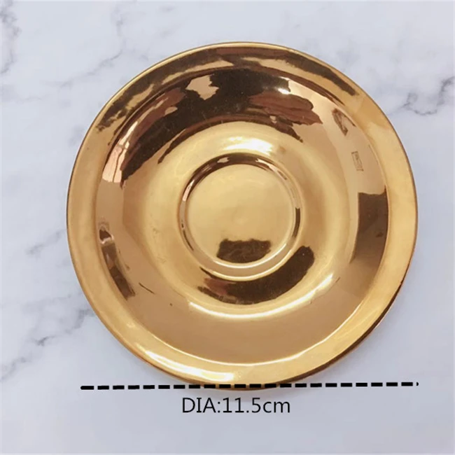 Luxury 12 Pcs Gold And Silver Electroplating Porcelain Coffee/tea Cups And Saucer Set With Rack Espresso cup set