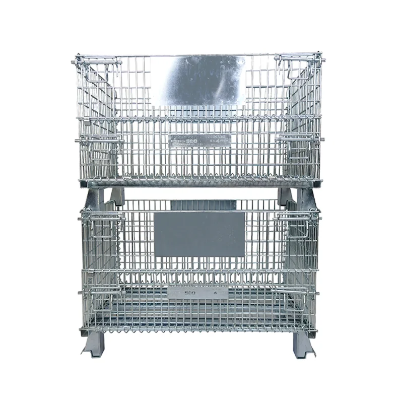 Mesh pallet box collapsible containers stackable metal