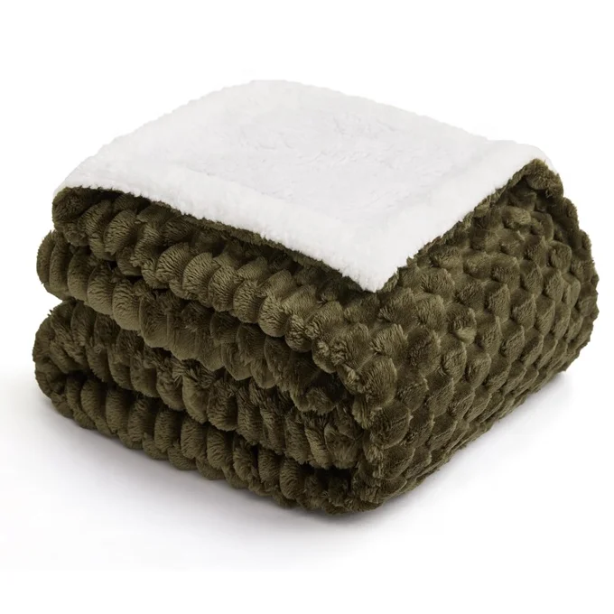 Super soft cozy  dot jacquard warm sherpa fleece winter blankets for bed