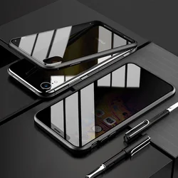 Anti peeping magnetic case tempered glass 360 degree full body privacy magnetic case for iPhone 11 pro max 7 8 plus XS MAX XR X