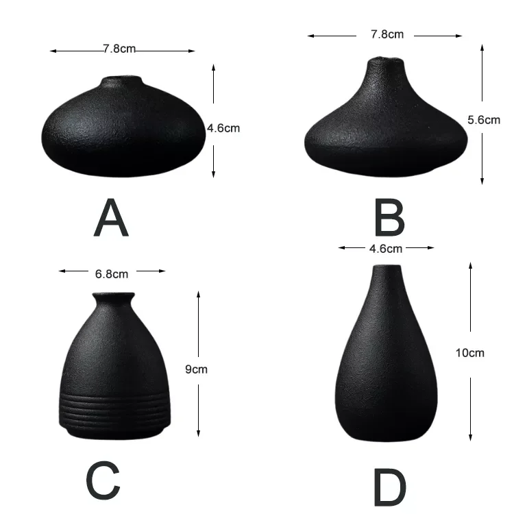 hot sale japanese ikebana vase modern tabletop decoration small flower vase black ceramic matte vases for home decor