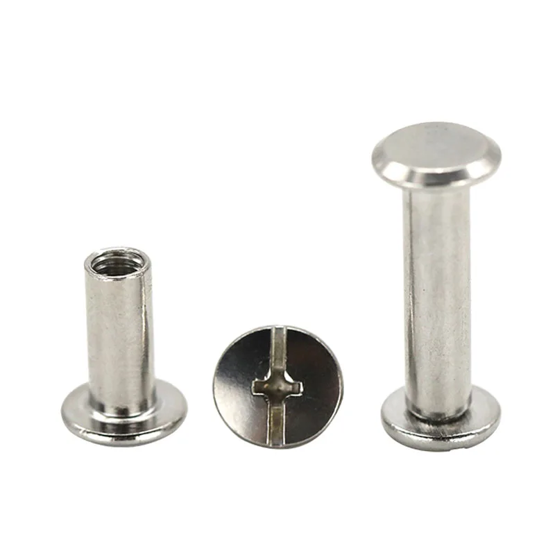 Fastener product SS304 m3 m4 m5 m6 flat stainless steel chicago screw for leather