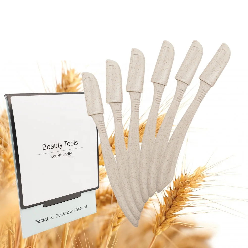 Ready To Ship Zero Waste Free Eyebrow Facial Razor Biodegradable Wheat Straw Razor Eco Friendly Razors For Women