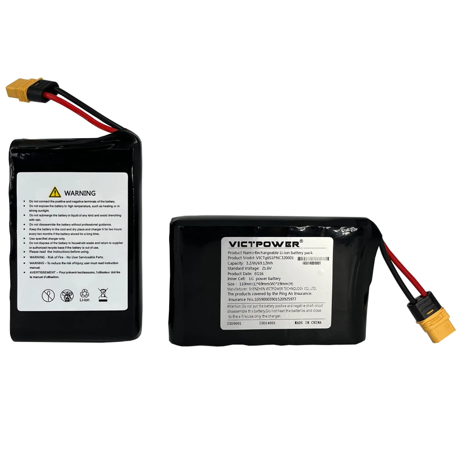 Victpower Long Cycle Life OEM 18650 Lithium Battery Pack 21.6V 3.2Ah Rechargeable For Self Balancing Scooters