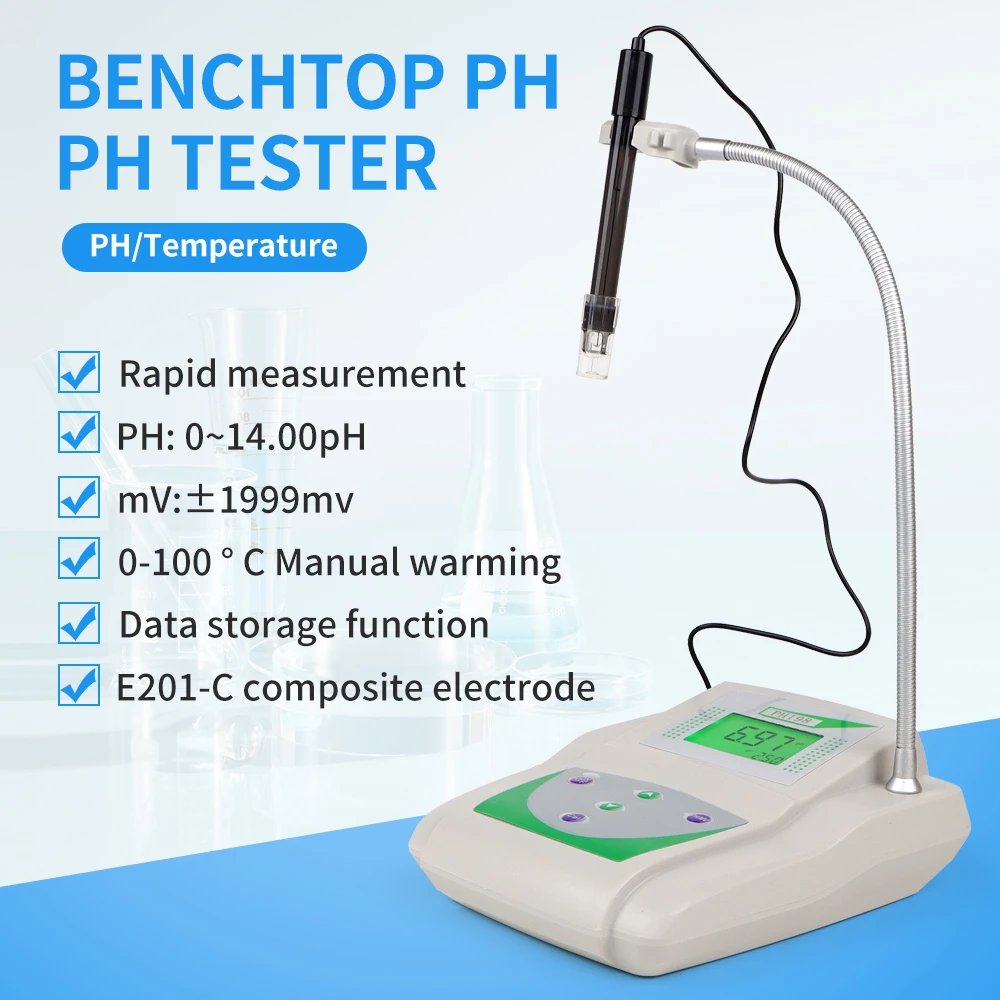 Environmental Monitoring Digital LCD Display Table PH Detator Benchtop 2 in1 PH Temperature Meter with electrode