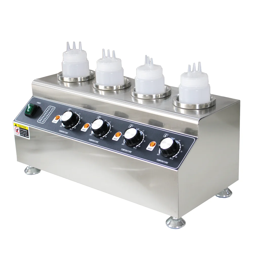 Electric Sauce Bottles Warmer Hot Chocolate Cheese Chocolate 4 Bottles Warming Machine Dispenser Melter Machine