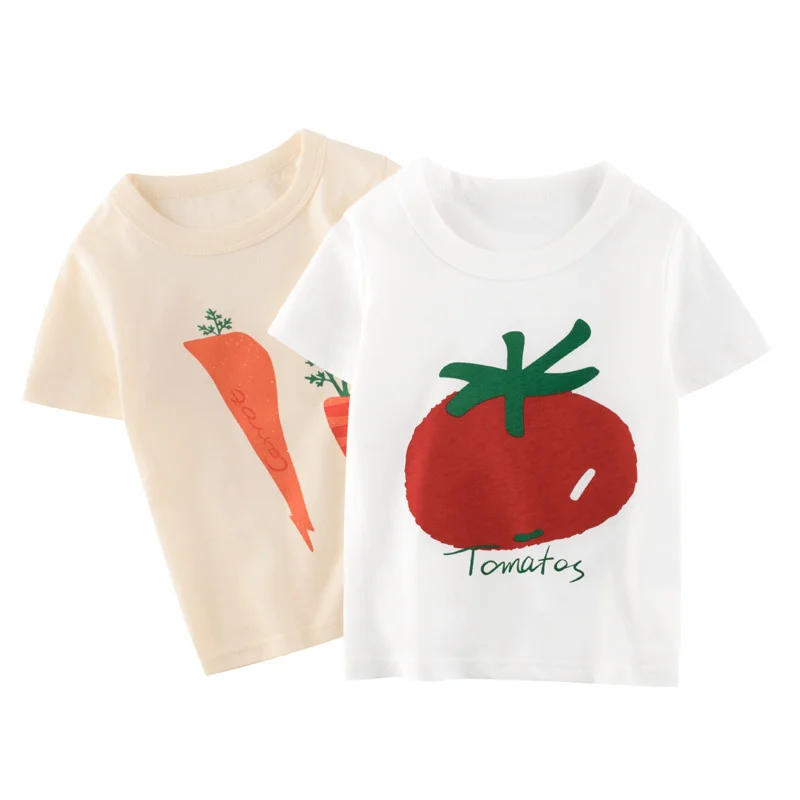 Custom New Children Summer Round Neck 100% Cotton Short Sleeve White Color Cute Cartoon Tee Shirts Child Girl T Shirt For Kids