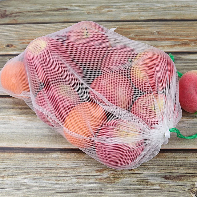 Custom Eco Net Mesh Drawstring Pouch For Fruit Vegetable Potato Packing