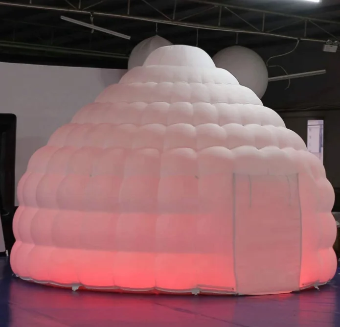 Outdoor customized Oxford Cloth Led Light Inflatable Snow Igloo Dome tent For Sale