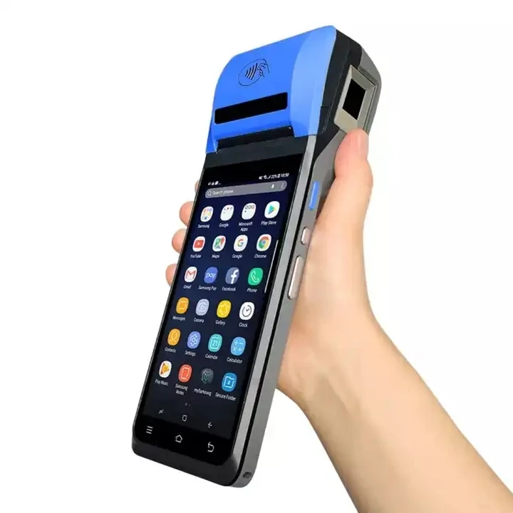 5.99 inch barcode touch screen handheld mobile retail gas station android cash register supermarket pos systems with printer