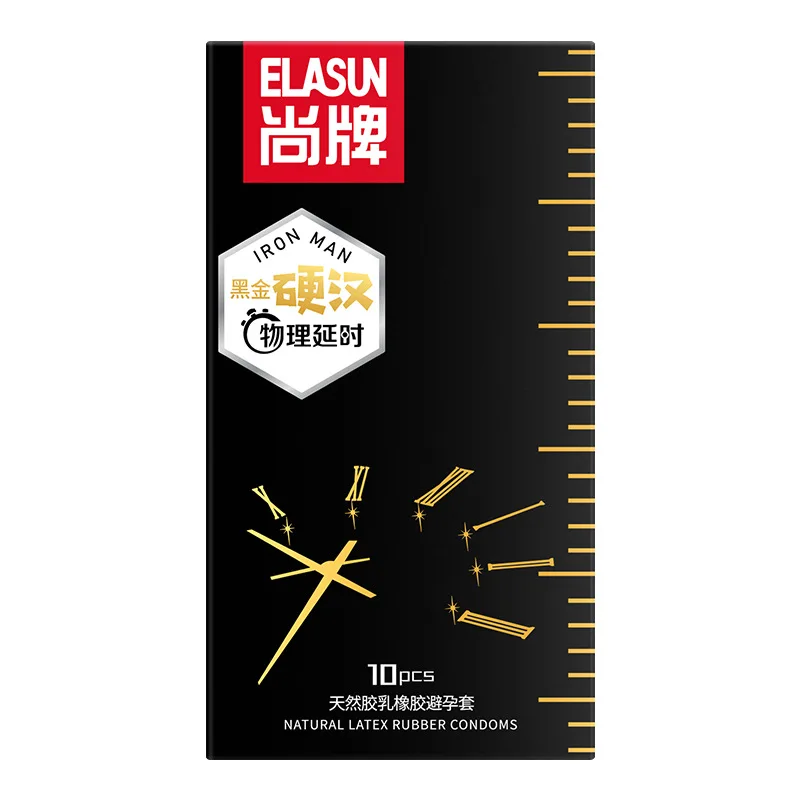 Elasun manufacturer condom black gold physical delay set boxed10Film Delay set exciting adult sex set