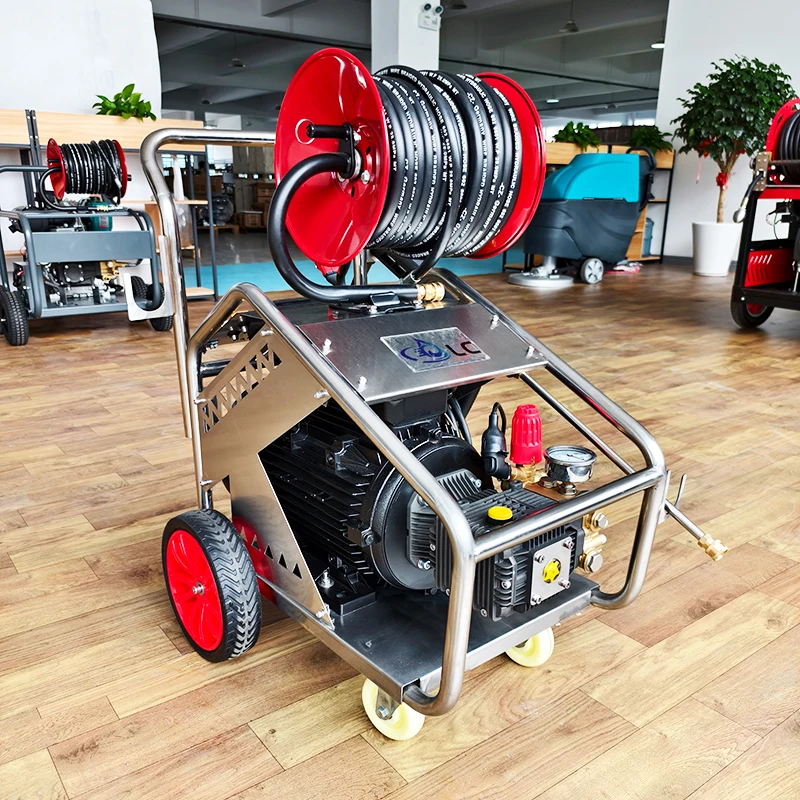 LC New three-phase electric high-efficiency compact high-power flexible hose high-pressure water jet sewer cleaning machine