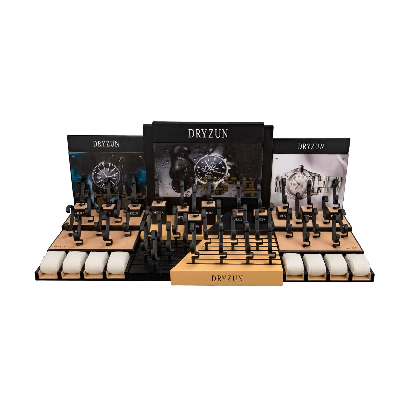 Large Set 50 Watches Display Holder Custom High Quality Wooden Vertical Wrist Watches Display Stand Sets For Watch Shop Windows