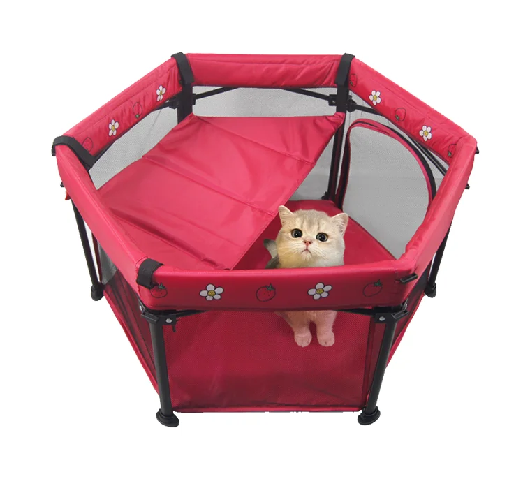 2024 OEM ODM Factory Custom Cat Dog Playpen Cage Soft Portable Indoors Outdoors Pet Tent Fence