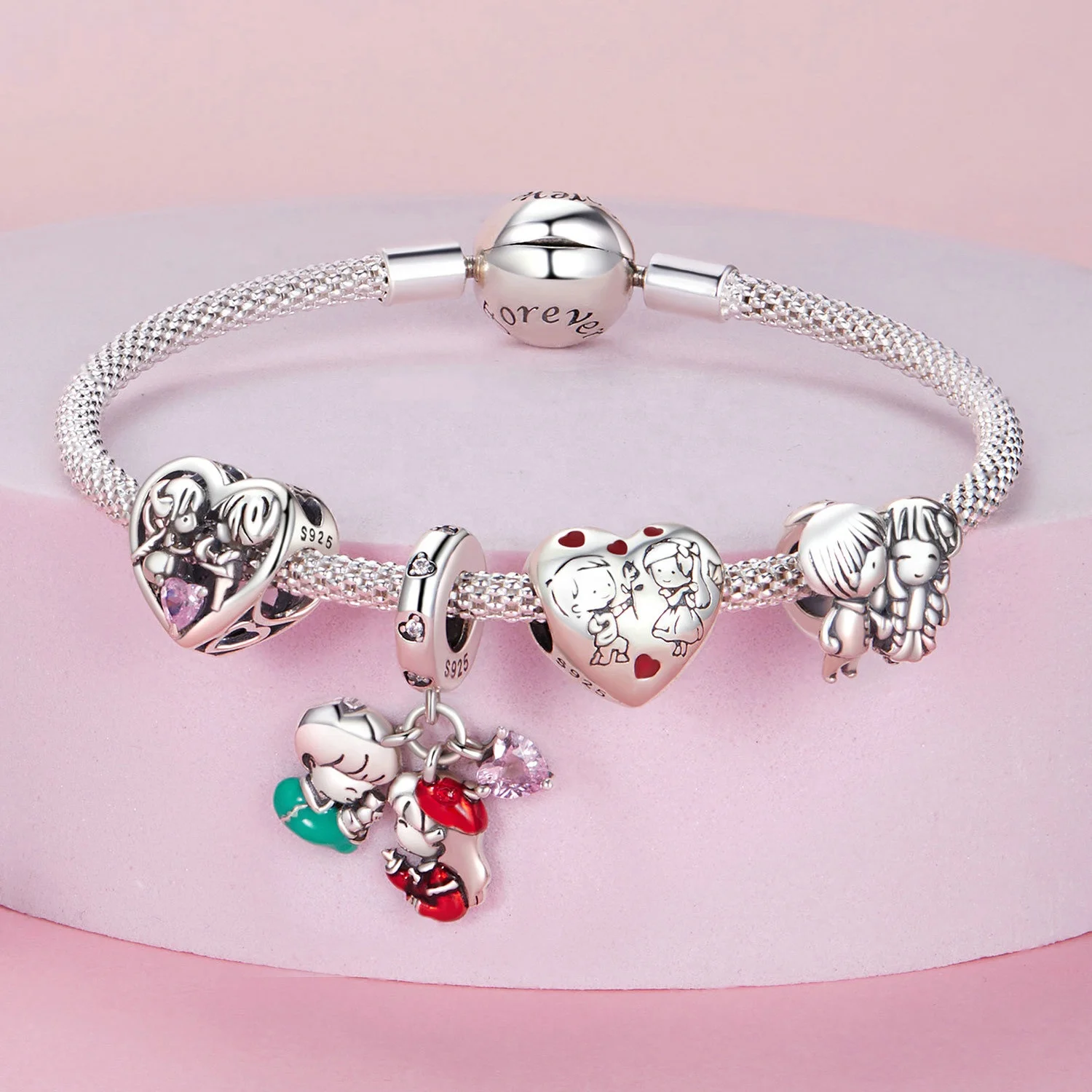 925 Sterling Silver Fine Jewelry Charms For Bracelets Jewelry Making Custom Christmas Charm Zirconia Enamel Cute Pendants Charms