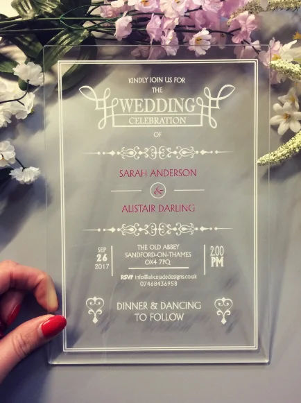 Customized  Color Style Acrylic Wedding Invitation Cards