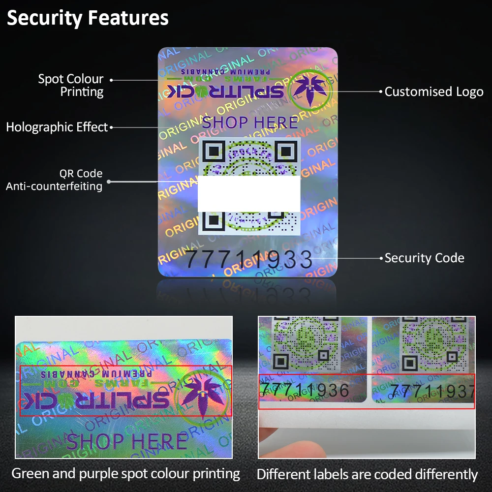 Original Security Tamper Proof Hologram Stickers With Serial Numbers And Qr Code Customized Void Evident Hologram Seal Labels