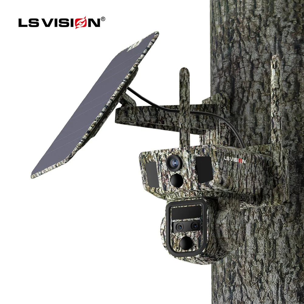 LS VISION 4G&WIFI Solar Security Camera Outdoor 10X Zoom Dual Lens Screen Wireless Cameras 2K/4MP PTZ Cam Human Tracking CCTV