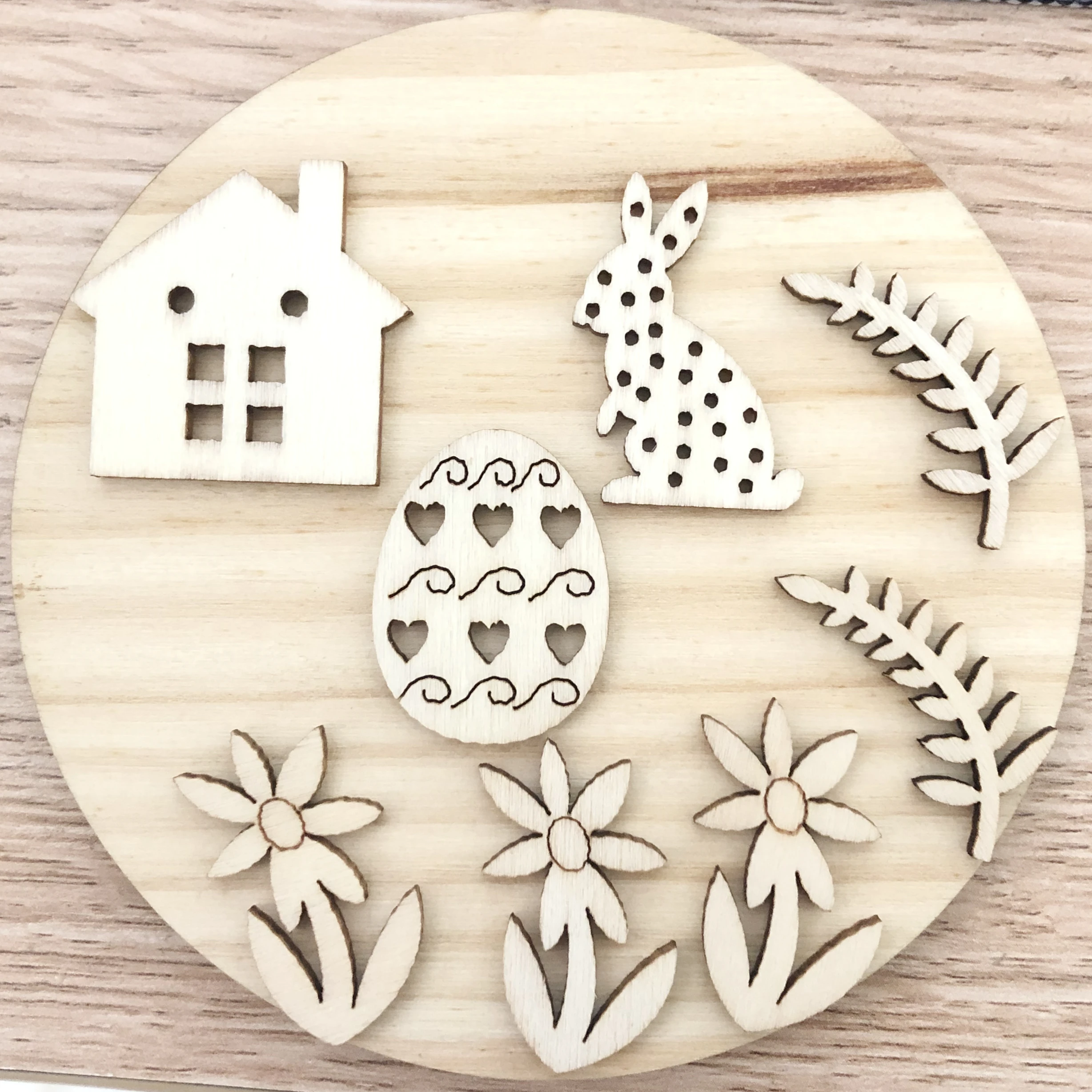 
Wood gift set DIY wood disc laser cut wood small piece icons Handicraft 