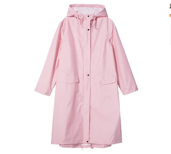 New fashionable trench coat style solid color printed raincoat for outdoor travel, suitable for adult men and women couples