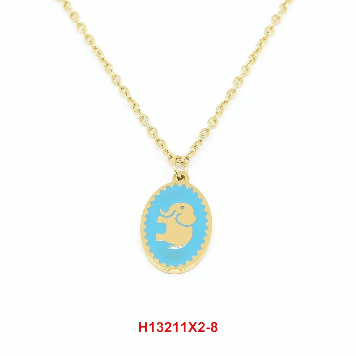 fashion jewelry 2020 stainless steel cross chain with luck elephant charm necklace 18K gold plated 45+5cm length