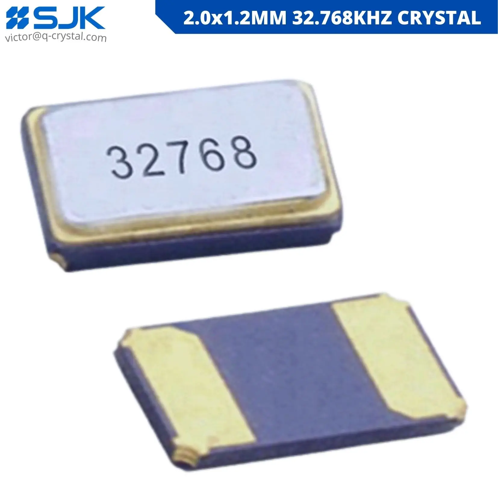 32.768kHz Clock Crystal SMD 2x1.2mm 2pin 12.5pF 20ppm -SJK-