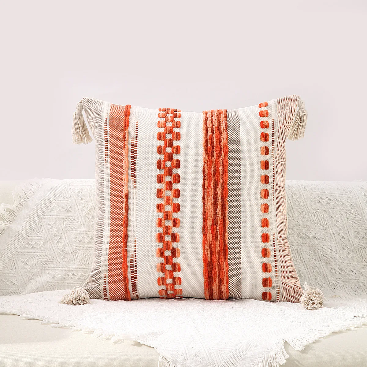 Factory Fall Pillow Covers Linen Pillow Case Cover Chenille Stripe Jacquard Cushion Cover