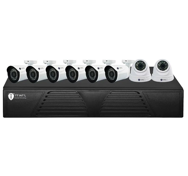  Заводская цена водонепроницаемая камера видеонаблюдения 1080p AHD CCTV DVR KIT 8CH с сетевым кабелем и блоком