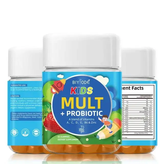 OEM halal high quality multivitamin probiotics gummies biotin vitamin children boost immunity kids multivitamin soft candy