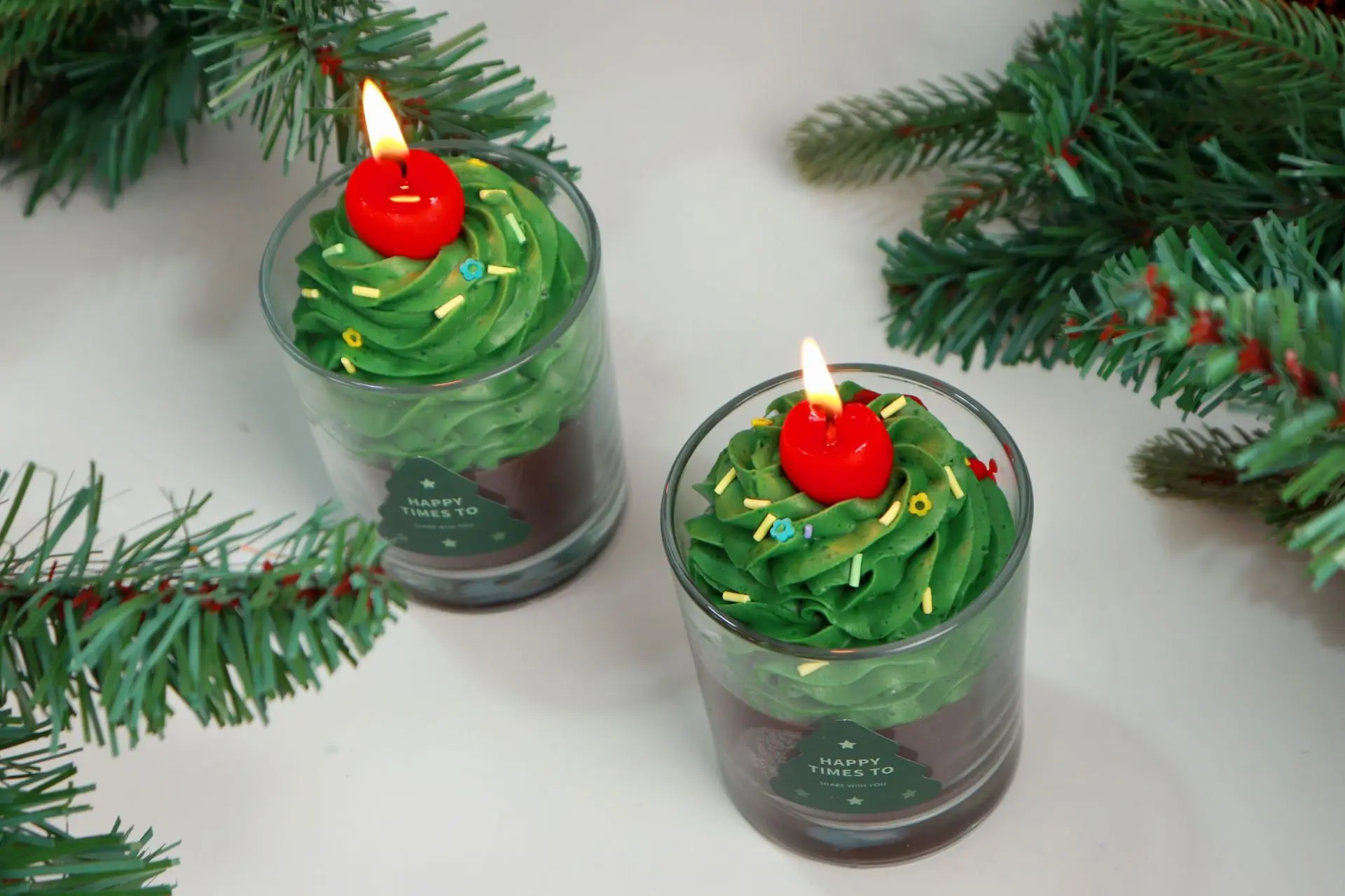 Popular Christmas Scented Candle Luxury Chocolate Clear Glass Cup Scented Candle Color Box Packing
