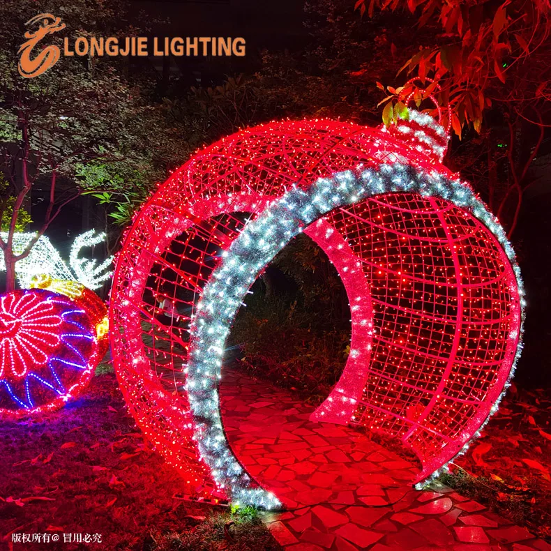 H:3.2m Decorative lighted giant ball christmas ornaments for outdoor