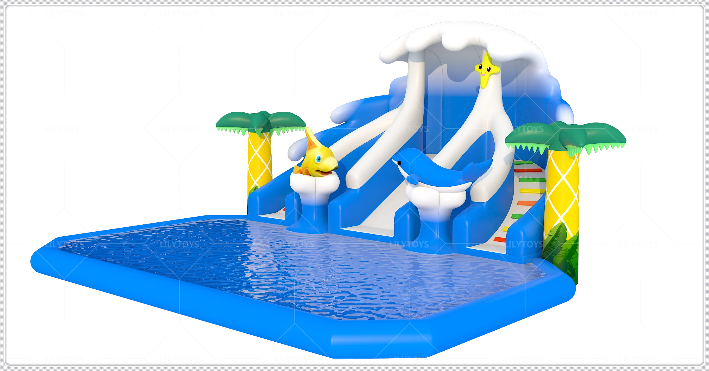 China Factory Mobile Outdoor Inflatable Coconut Tree Waterslides Comercial Inflatables With Pool