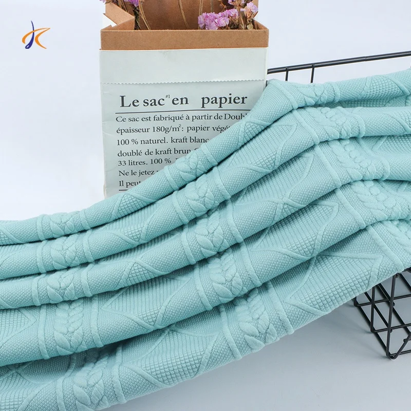 Wholesale thick soft textured knitted wool jacquard ladies dress 96 polyester 4 spandex fabric