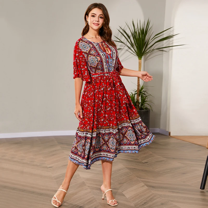 Hanni New Lady Plus Size Summer Dresses 2xl 3xl 4xl 5xl Wholesale Fashion Casual Boho Plus Size Dresses For Fat Women