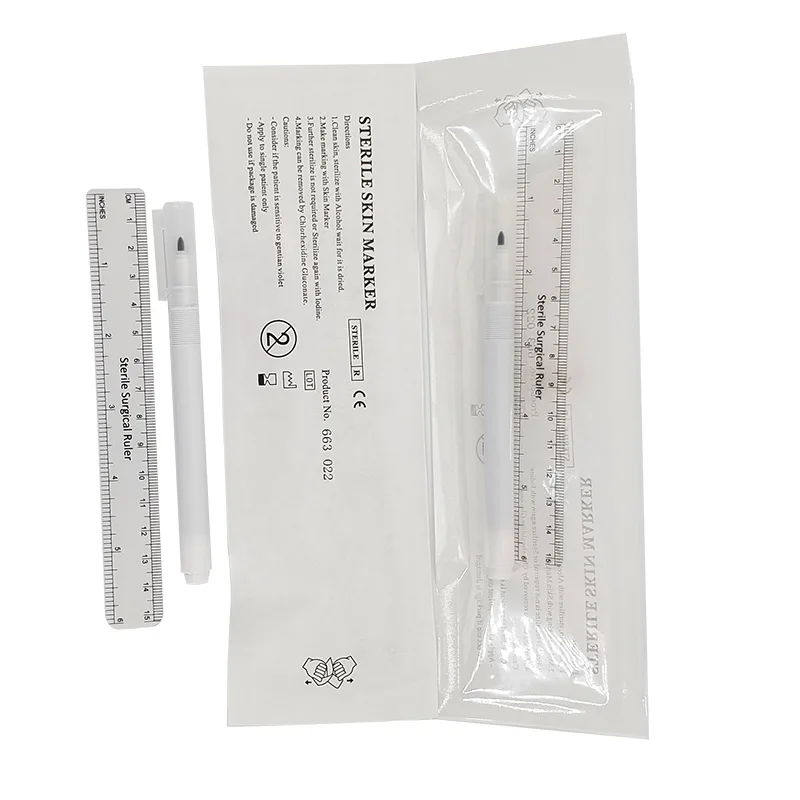 Surgical Tip Waterproof Pen Surgical Skin Marker Pen Dual Tip Marker Pens With Ruler