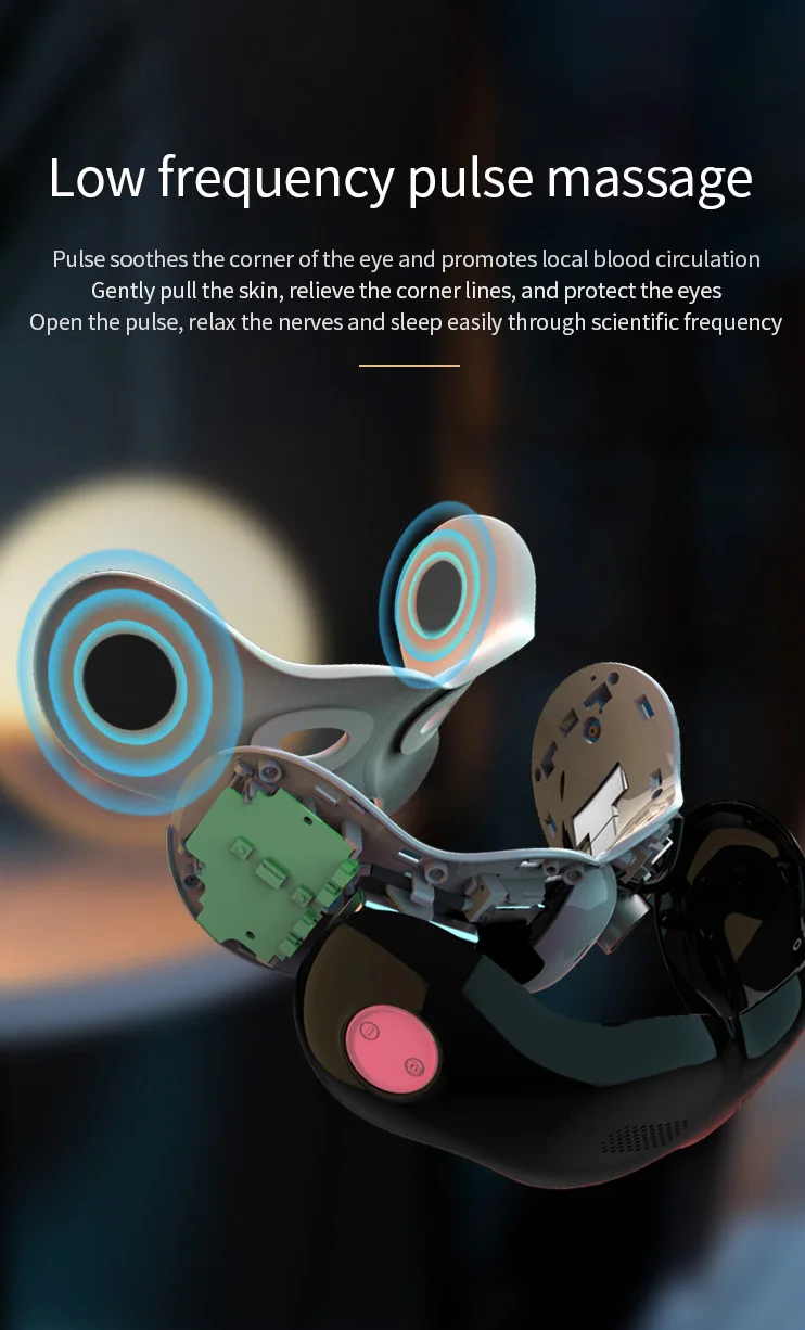 New Portable Bluetooths Music Rechargeable Visual Ems Air Compressed Heat Vibration Wireless Eye Massager Cover Home