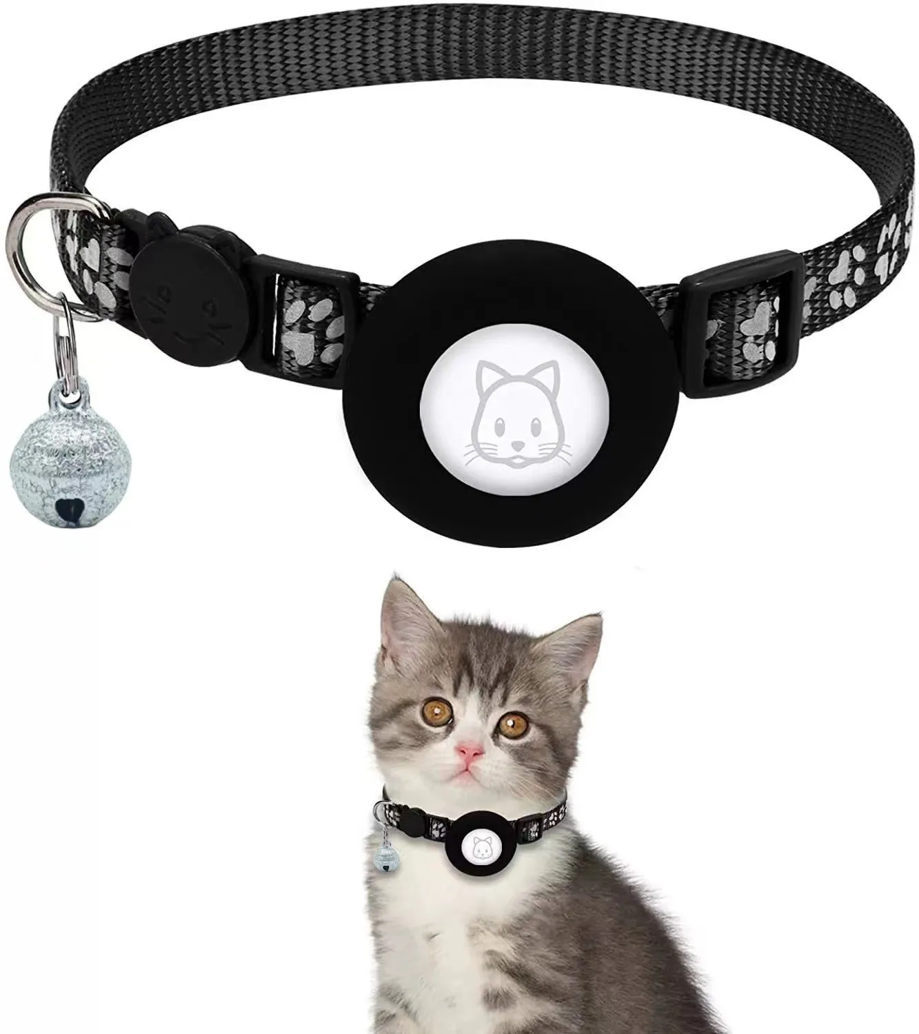 Hyra Reflective Nylon Pet Dog collar & cat Neck cat collar With Tracker Reflective cat collar With Bell