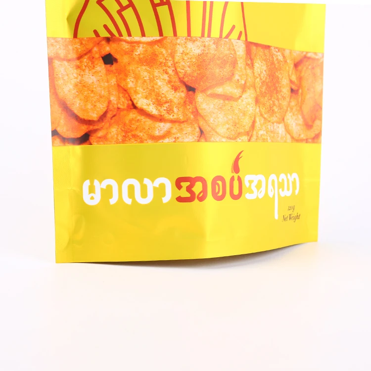 Custom printed resealable gold shinny matte potato chip bag sealer chips packing potato packaging bag