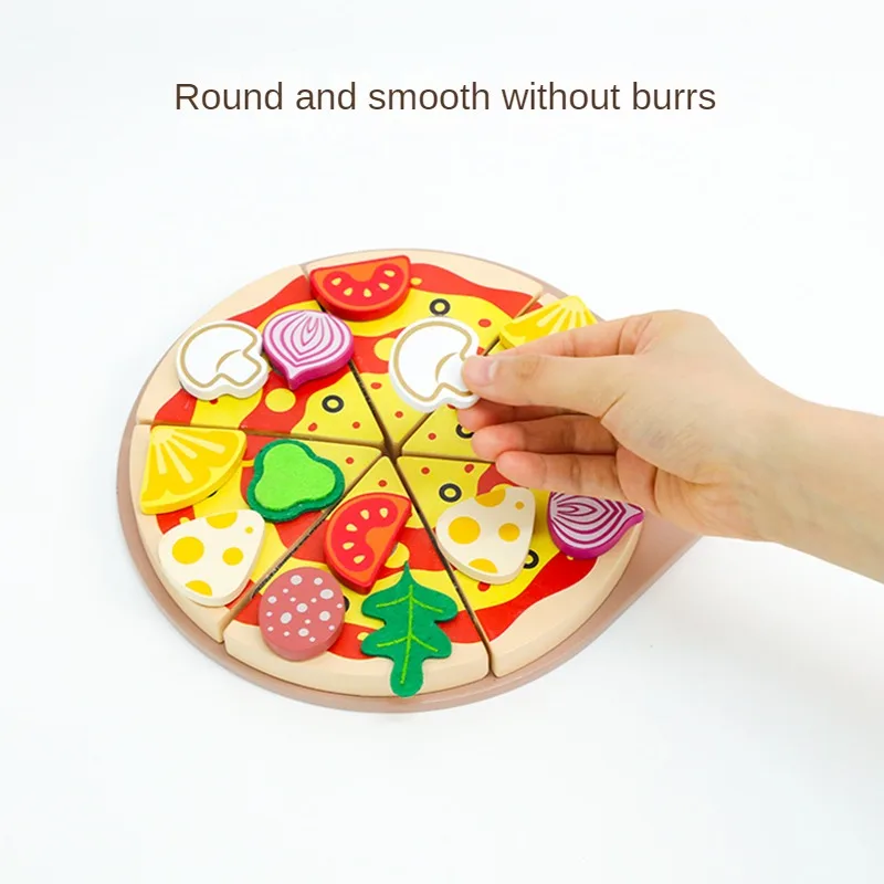Pizza Cut Wooden Food Pretend Play Kitchen Toys Early Development Kitchen Pretend Play House For Preschool Girls Boys