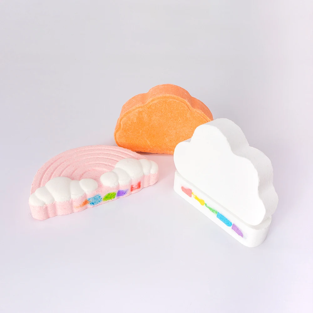 Wholesale Custom Private Label Bubble Bath Fizzies Kids Bathbombs Organic Cloud Gift Set Rainbow Bath Bombs