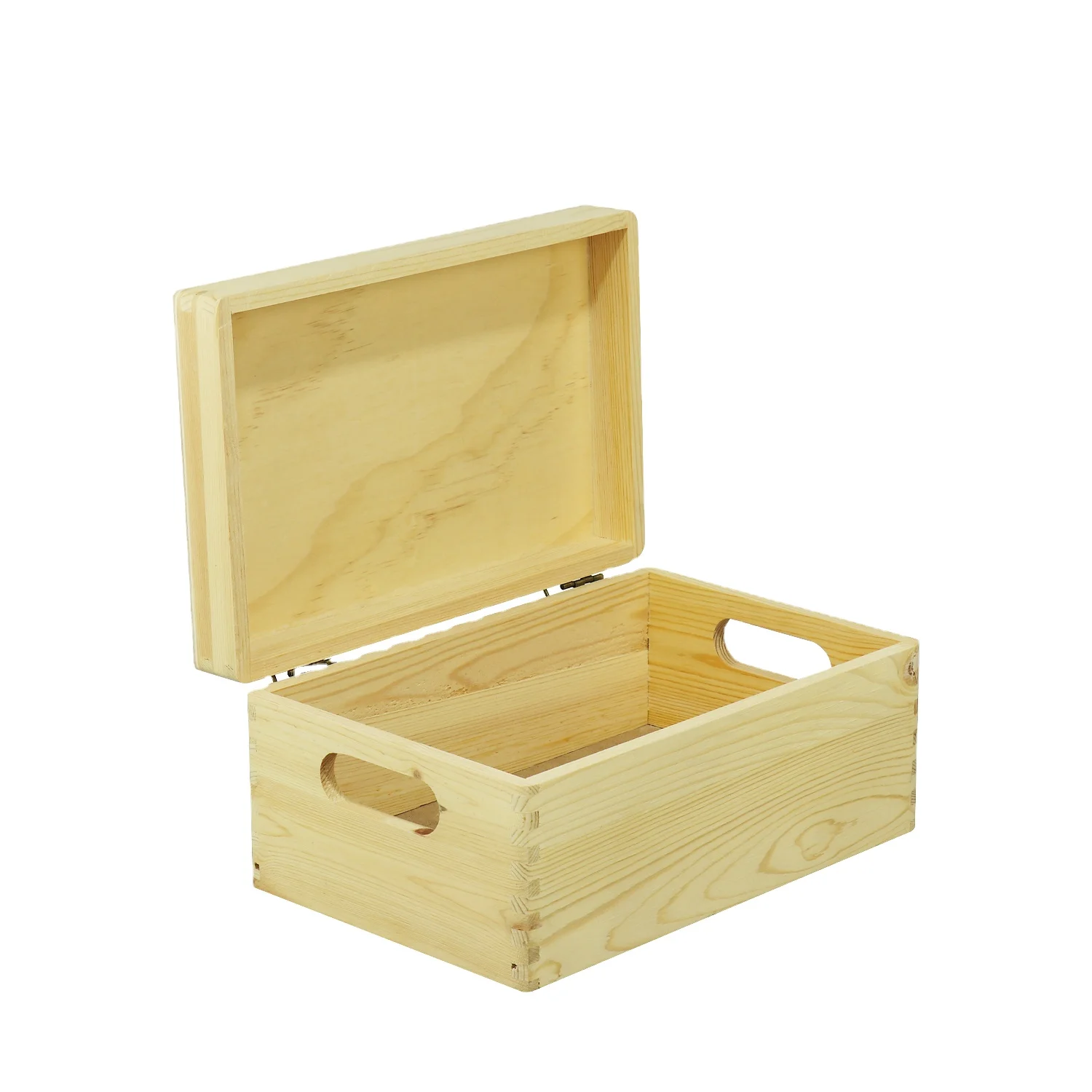 Home Decor Handmade Customized Plain Unpainted Pine Wood Gift Box Large Wooden Storage Box with Hinged Lid