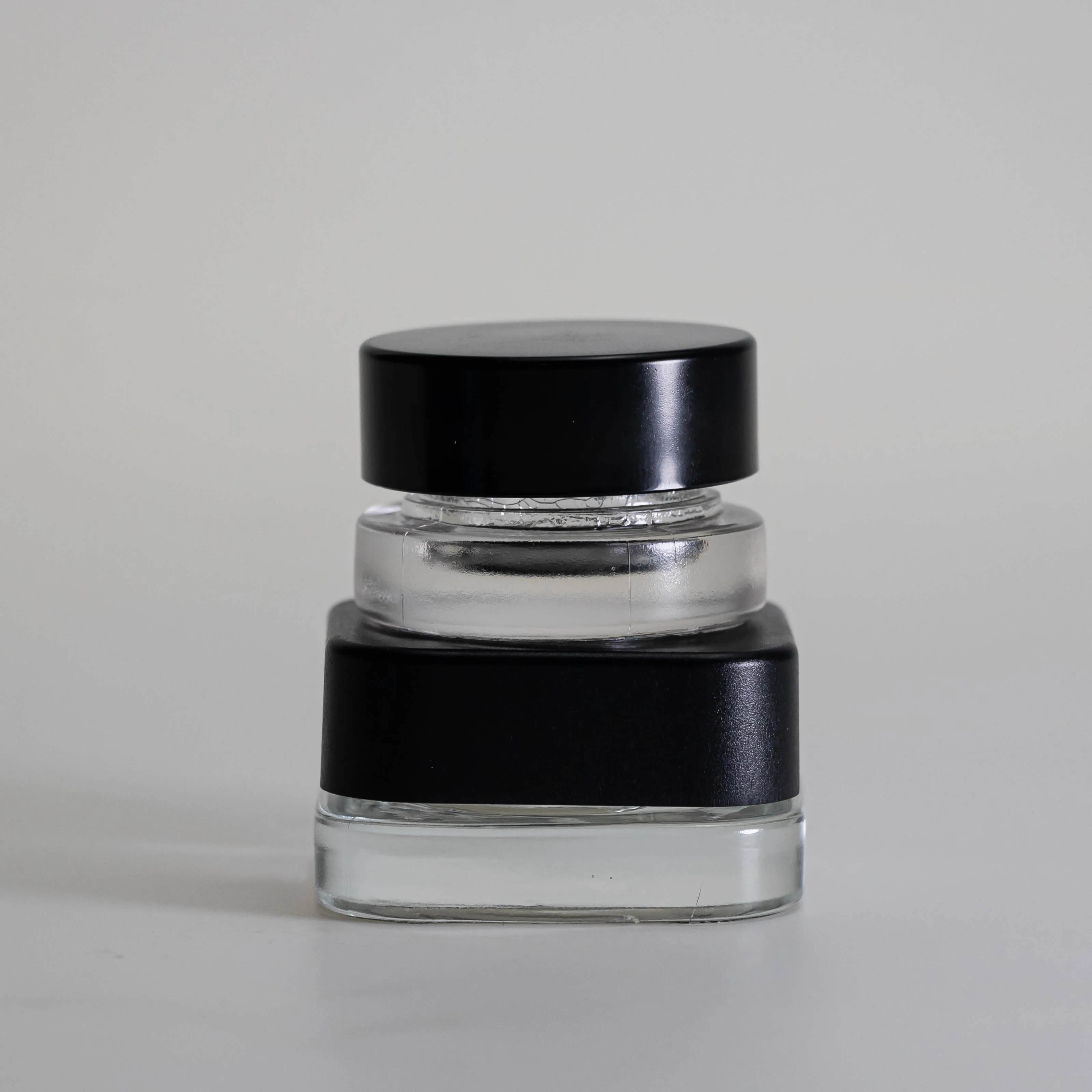 Small Clear Glass Grease Jars Custom Logo Square Concentrate Containers Child Resistant Cap CRC Glass Jar