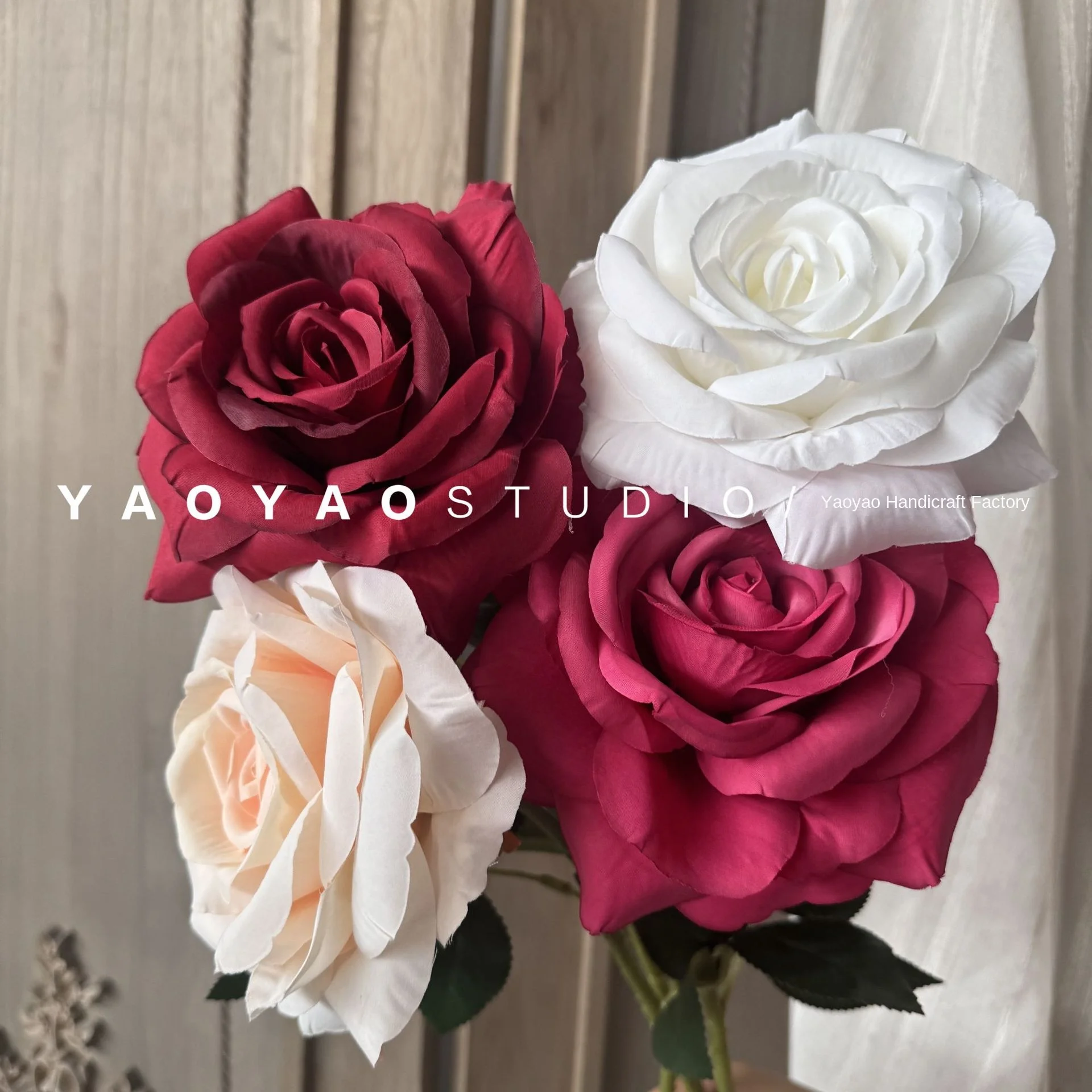 Large Single Simulation Rose 13cm Diameter Home Decorative Window artificial Flower Christmas Wall Accent with Stem