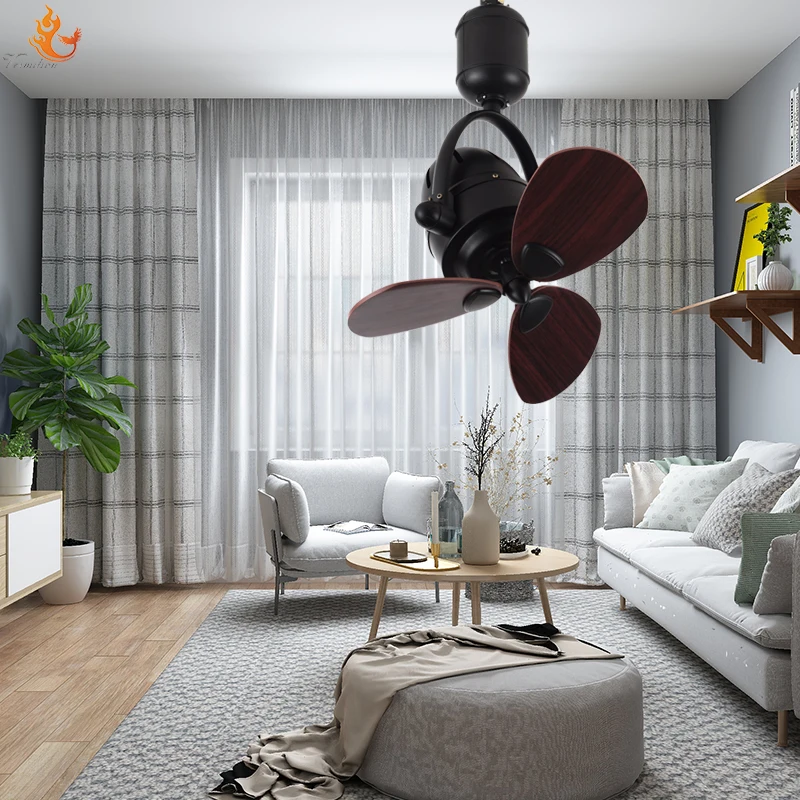 high quality 16 inch dc motor 3 wooden blades black ceiling fans small designer ceiling fan Wood Body Led Ceiling Fa