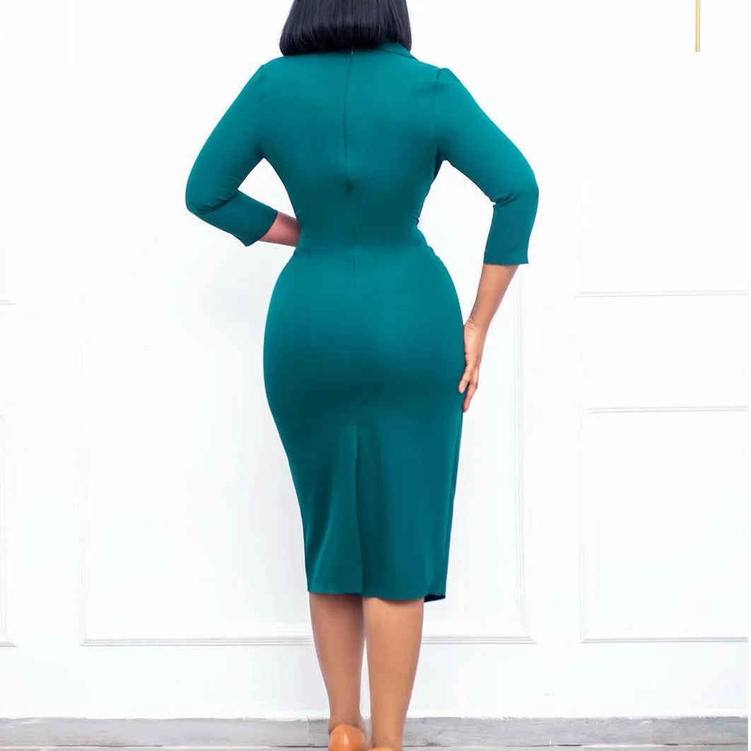 H3193 new arrivals hot red office lady stand collar slim fit skinny one piece set bodycon black pencil maxi dresses