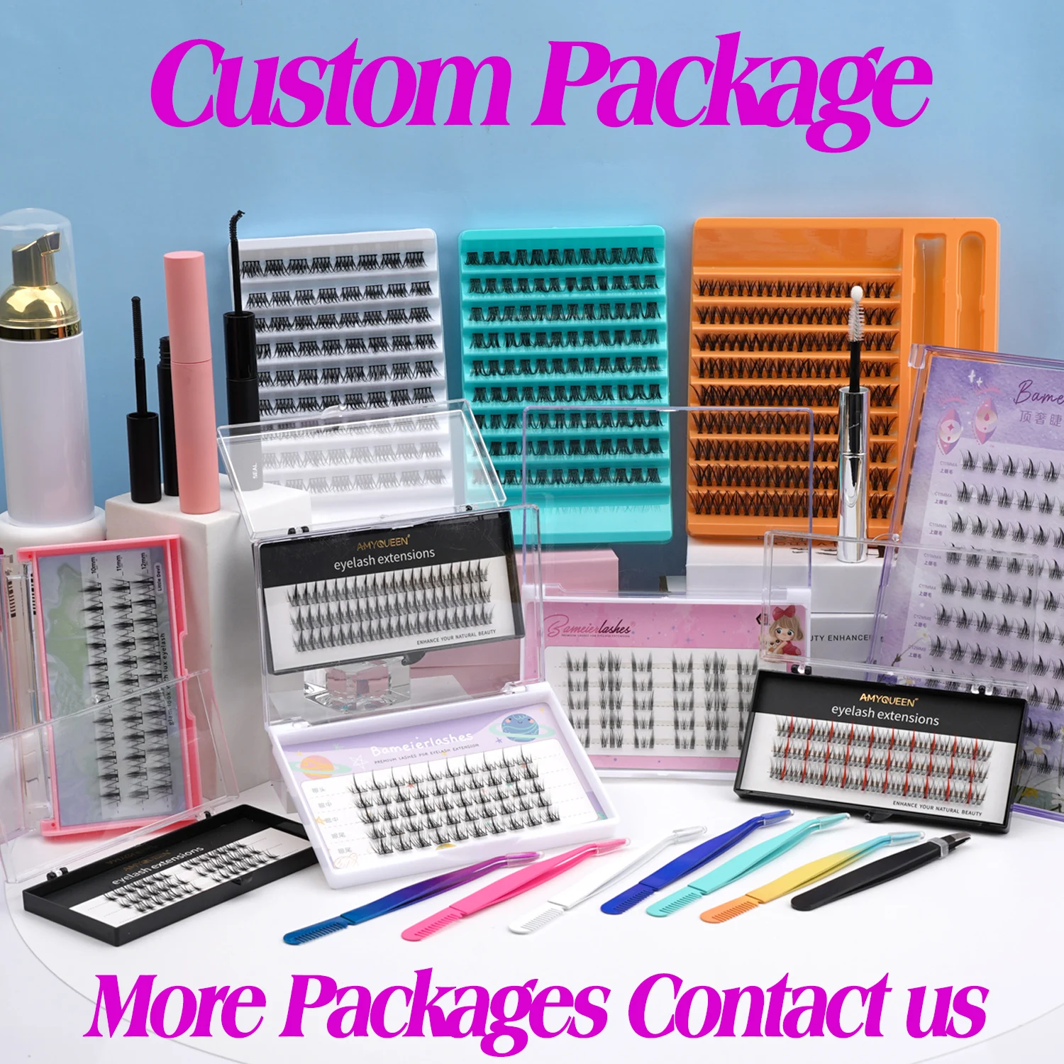 Glue-free Single Promade Lash Extension Thin Base Cluster False Eyelash with Packaging with Logo