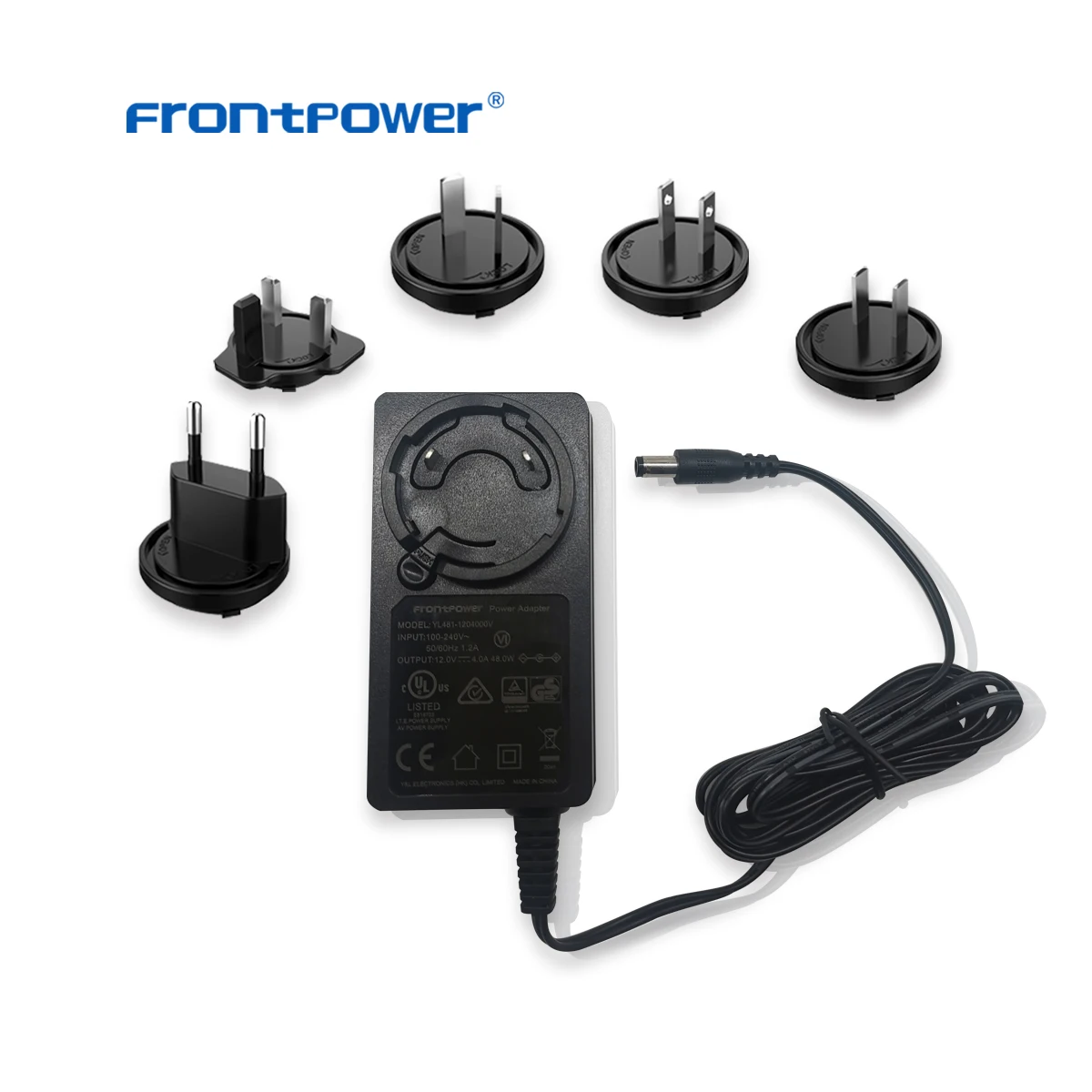 Frontpower 18V 1.5A 48W 19V 2A 15V 3.2A  interchangeable power adapter with EN61558 EN62368 FCC CE PSE CCC SAA